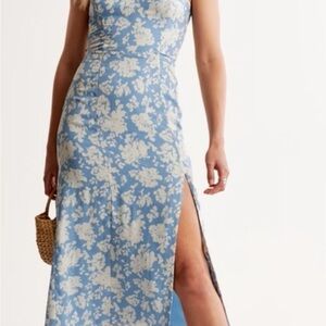 A&F Camille Midi Floral Blue Dress NWT